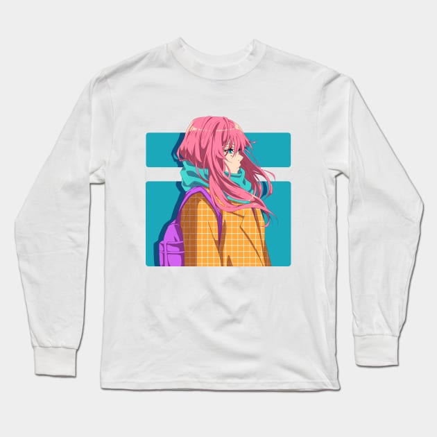 Kawaii anime girl with pink hair Long Sleeve T-Shirt by AnGo